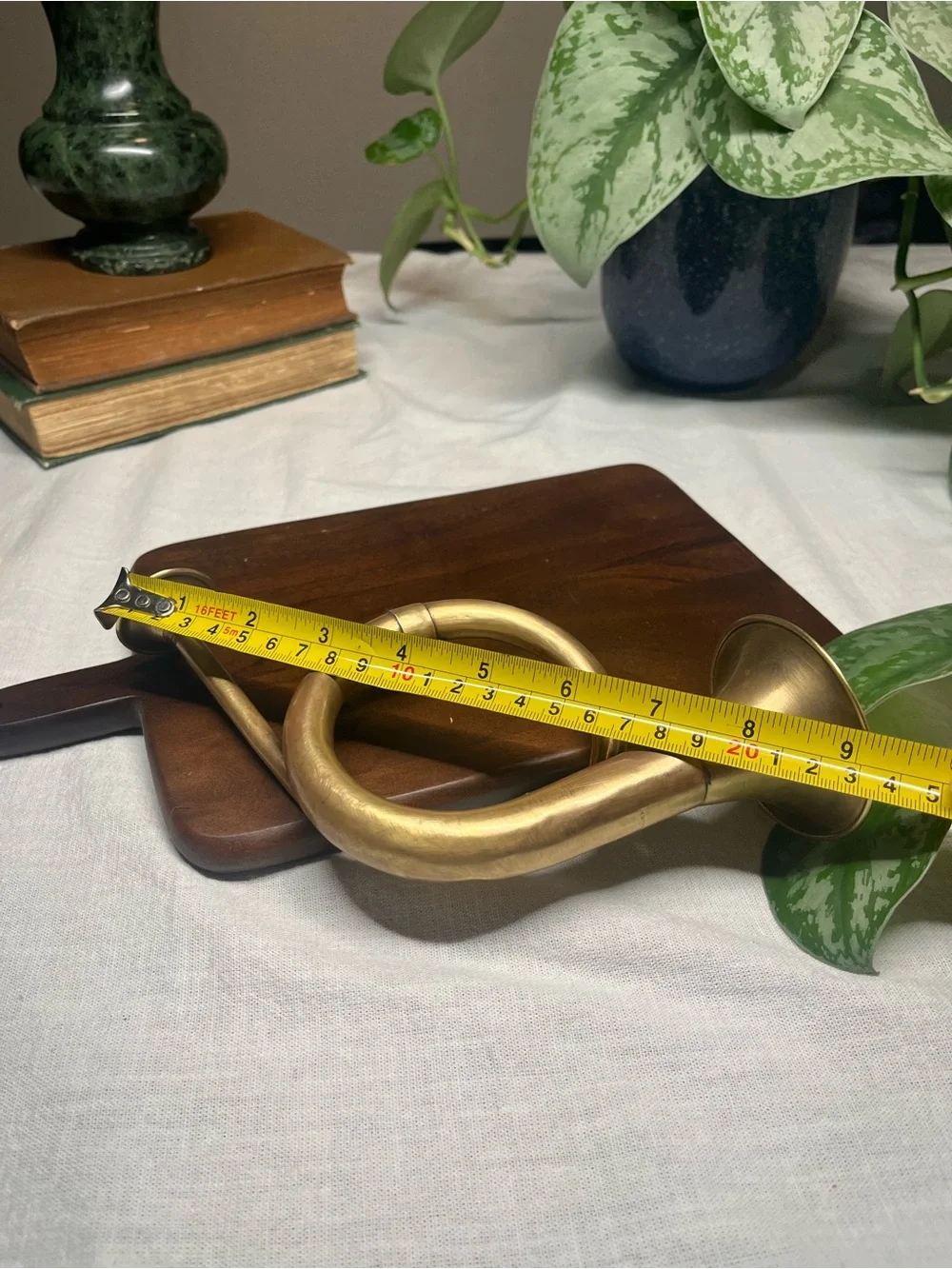 Vintage Brass Decorative Hunting Horn - Warm Gold Tone